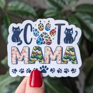 Maman chat, autocollants amoureux des chats pour Kindle, autocollants chaton pour bouteilles, cadeau amoureux des animaux pour meilleure amie, cadeau maman animal de compagnie pour soeur