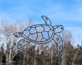 Turtle suncatcher, rainbow maker window decal, prism window sticker, window clings birds, turtle themed gift, static cling, suncatcher for