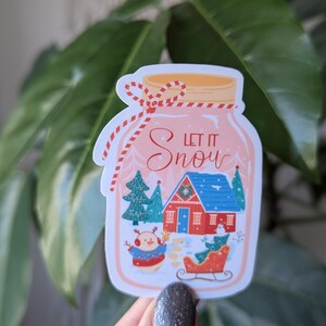 Sticker Let it snow, boule à neige scène d'hiver, autocollants de vacances mignons pour Noël, bas de Noël, autocollants pour ordinateur portable, cadeau mignon pour adolescent
