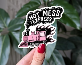 Adesivo de vinil Hot Mess Express: decalque engraçado de acidente de trem
