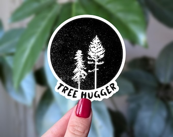 Tree Hugger Sticker Forest Aesthetic Evergreen Nature Vinyl Sticker Outdoor Lover Gift