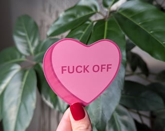Fuck Off Conversation Heart Sticker: Snarky Anti-Valentine's Day Gift
