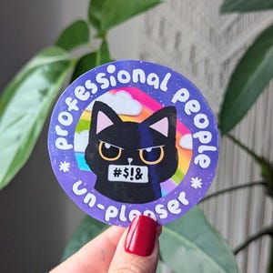 les professionnels ne lui plaisent pas, chat noir sarcastique, autocollants d'entretien personnel pour Kindle, autocollants motivants pour elle, cadeaux positifs pour un ami