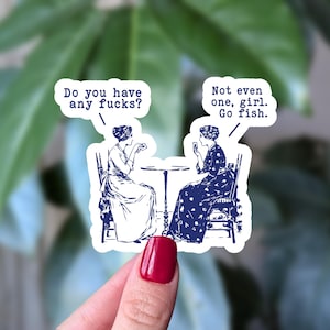 Adesivo engraçado Go Fish, adesivo com citação sarcástica inspirada no vintage para adultos, "Que se foda", decalque de vinil sarcástico para laptops e garrafas de água