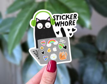 Snarky Black Cat Sticker: Funny Laptop Decal for Water Bottle