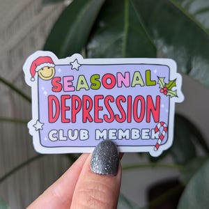 Clublid seizoensdepressie, stickers geestelijke gezondheid voor waterfles, vakantiestickers, winterstickers voor laptop, grappig cadeau voor vrouwen