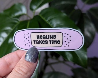 Healing Takes Time Band-Aid Sticker:  Mental Health Decal
