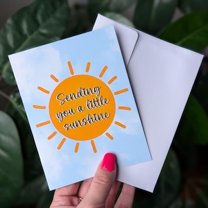 Carte « Envoi soleil », Carte de voeux édifiante, Carte de réconfort, Carte de voeux « Je pense à vous », Envoyez un sourire, Carte de vœux