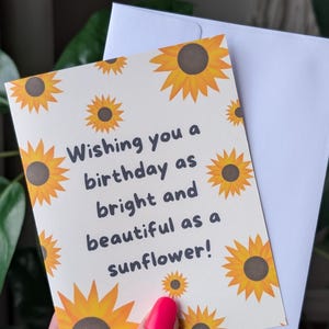Carte d'anniversaire tournesol, carte d'anniversaire lumineuse, carte de joyeux anniversaire pour meilleure amie, carte d'anniversaire tournesol faite main pour elle