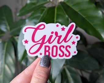 Adesivo de vinil Girl Boss: decalque feminino rosa para agenda