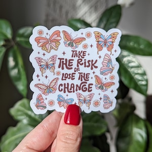 prenez le risque de perdre la monnaie, stickers bohèmes pour ordinateur portable, stickers hippies pour bouteille d'eau, stickers citations motivantes pour elle