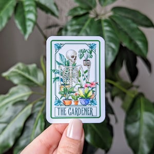Pegatina de jardinero, pegatina de carta del tarot, pegatina de botella de agua, regalo para jardinero, regalo para amantes de las plantas, pegatinas para computadora portátil, arte de jardín al aire libre