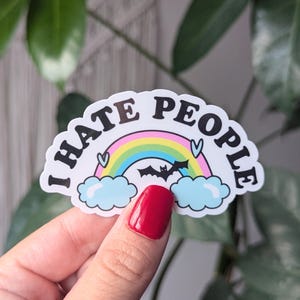 I hate people sticker, Introvert stickers for water bottle, antisocial butterfly, funny gifts for best friend, rainbow stickers for kindle image 4