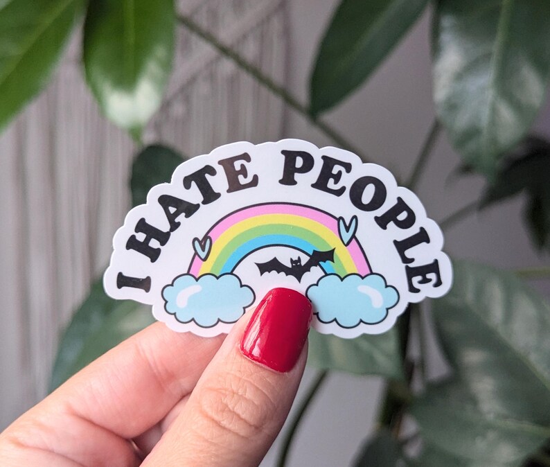 I hate people sticker, Introvert stickers for water bottle, antisocial butterfly, funny gifts for best friend, rainbow stickers for kindle image 4