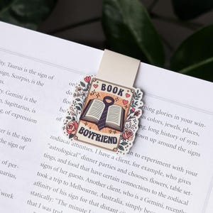 Book Boyfriend Magnetic Bookmark, Romance Bookish Gift for Readers, Floral Magnetic Page Marker, Book Gift for Her, Romance Novel Merch