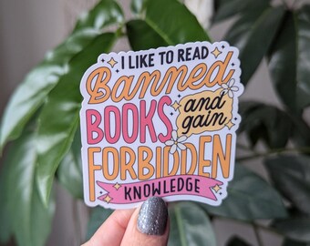 Vinylsticker verboden boeken: verboden kennis, cadeau boekenliefhebber