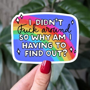 Eu não brinquei, então por que estou tendo que descobrir, adesivo de vinil de humor negro, decalque para laptop, presente engraçado para amigos, adesivo suado