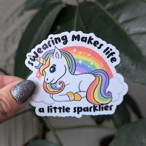 Sticker jurer pour ordinateur portable, stickers licornes drôles pour verres, sticker impertinent pour Kindle, cadeaux sarcastiques, cadeaux sarcastiques pour soeur, tendance