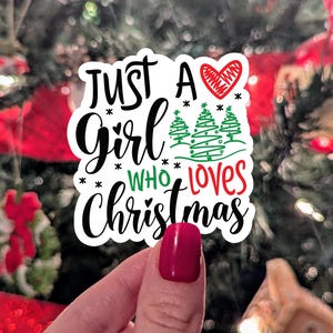 Solo una chica que ama la Navidad, calcomanía navideña para agenda, regalos navideños para adolescentes, ideas para rellenar medias navideñas, regalo para amantes de la Navidad