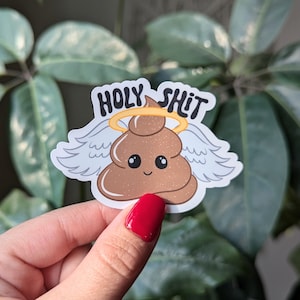 Holy shit, grappige poepsticker voor waterfles, poepemoji-stickers voor hydroflask grappig, leuk cadeau voor beste vriend, sarcastische stickers voor