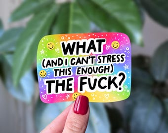 Lustige Schimpfwort Vinyl Sticker: What The F*ck Laptop Aufkleber