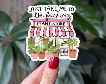 Zabawna naklejka winylowa do sklepu z roślinami: prezent dla miłośnika roślin