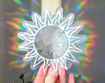 Sun suncatcher, rainbow maker suncatcher, window cling suncatcher, plant lover gift, celestial gift woman, plant room decor, boho decor