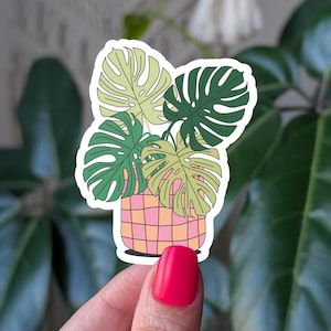 Sticker plante Monstera pour bouteille d'eau, sticker plante tropicale pour ordinateur portable, sticker vinyle pour journal intime, cadeau pour amateur de plantes d'intérieur