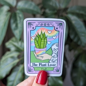 Carta del tarot del amante de las plantas, calcomanía divertida para la funda del teléfono, lindo regalo para el amante de las plantas, regalos de brujas para mujeres, calcomanías de brujería para Kindle