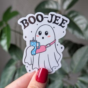 Boo-Jee, schattige spookstickers voor waterfles, chique cadeaus voor vrouwen, Halloween-stickers voor Kindle, trendy stickers voor haar, klein cadeautje voor