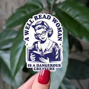 Une femme bien lue est une créature dangereuse, des autocollants livresque rétro pour Kindle, un livre cadeau pour les amateurs de lecture, des cadeaux pour lecteur charbonnier