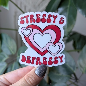 Sticker stressant et déprimant, stickers drôles de santé mentale pour bouteille d'eau, stickers humour noir pour adultes, cadeaux sarcastiques pour meilleur ami