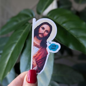 Autocollant Jésus, j'ai vu cet ordinateur portable, blague, blagues sur Jésus, autocollants d'humour noir pour bouteille d'eau, autocollants religieux, autocollants tendance