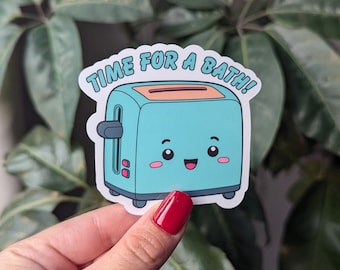 Toaster Bath Sticker: Funny Dark Humor Gift