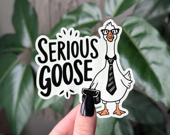 Serious Goose Vinyl Sticker: Funny Animal Laptop Decal