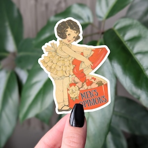 Naklejka z opiniami mężczyzn, naklejka w stylu feministycznym vintage, naklejka winylowa w stylu retro, prezent na walentynki