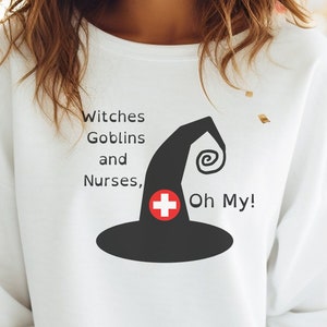 Halloween Nurse Crewneck Sweatshirt, Funny Nurse Shirt, Gift for Nurse, Halloween Sweatshirt