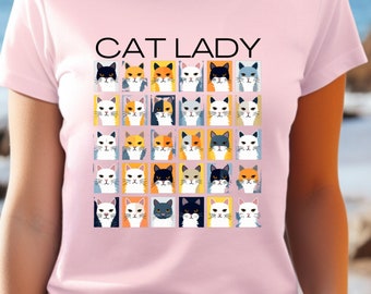 Cat Lady Unisex Cotton Tee, Cat Lover, Cat T-Shirt, Cat Shirt, Gift for Cat Lover, Gift for Friend, Funny T-Shirt
