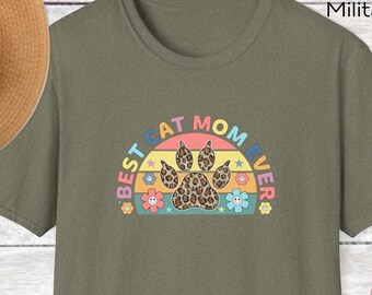 Best Cat Mom Ever, Cat Mama, Cat Lover Unisex Softstyle T-Shirt, Perfect Gift for Cat Mom, Cat Lady, Christmas Gift