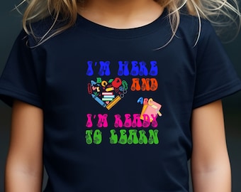 Zurück in der Schule Kinder Baumwoll T-Shirt, Schul-Shirt, Grundschule, Geschenk für Schulanfang, Grundschule