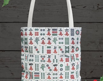 Mahjong Tile Tote Bag, Gift for Mahjongg Lover, Mahjong Gift, Christmas Gift, Mahjong Lover Tote Bag