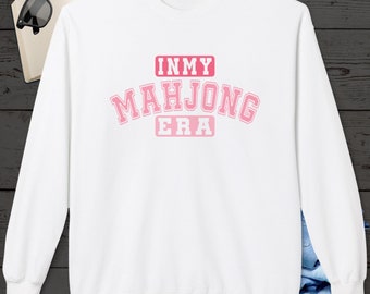 In My Mahjong Era Unisex Midweight Softstyle Fleece Crewneck Sweatshirt, Mahjong Lover Pullover Sweatshirt, Christmas Gift