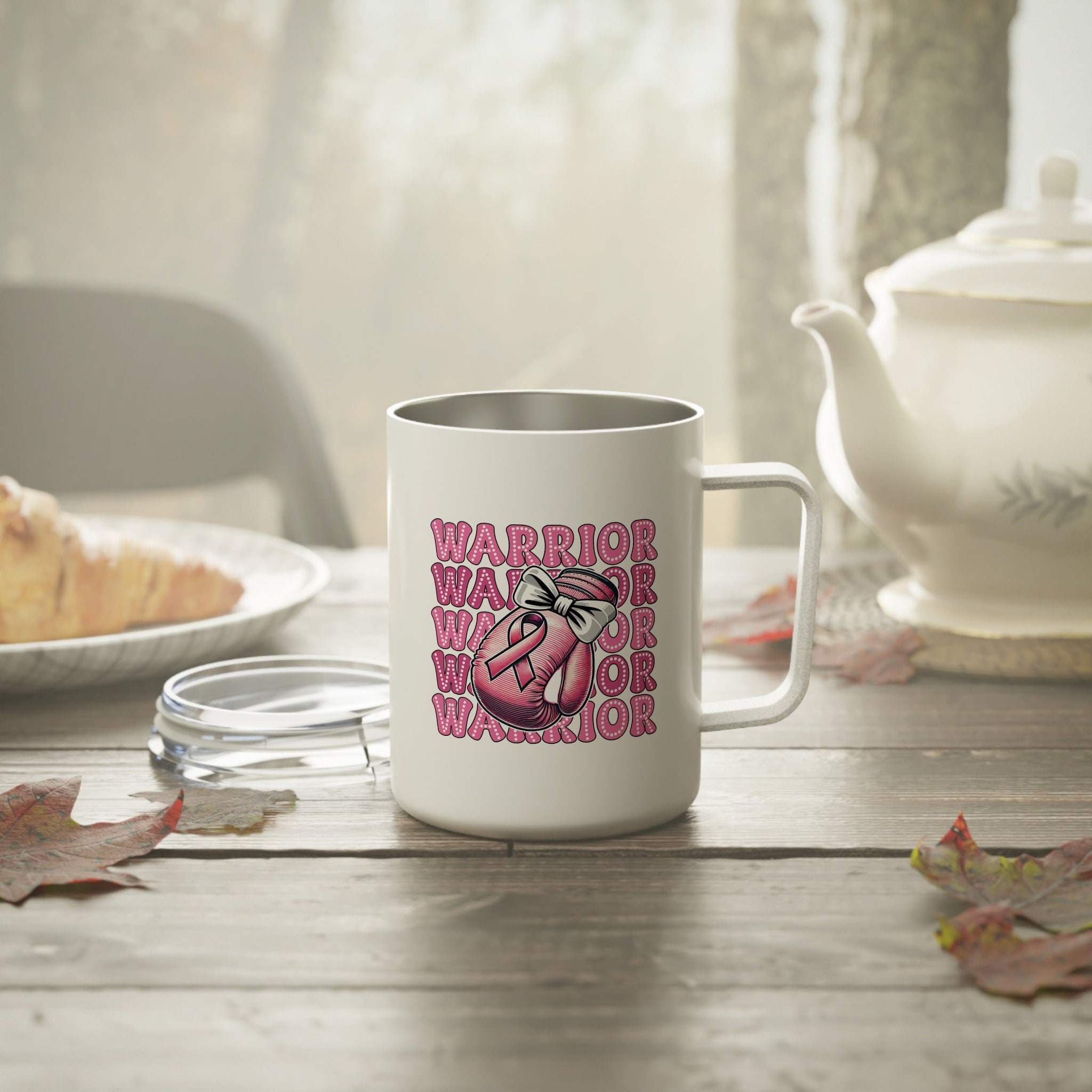 Breast Cancer Awareness Insulated Coffee Mug, 10oz Breast Cancer Awareness Month, Travel Mug, Coffee Cup
