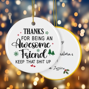 Best Friends Personalized Christmas Tree Ceramic Ornament, Double-Sided, Holiday Ornament, Personalized Message Good Friends