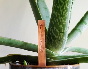 Handstamped copper label, tag or sign for your plants, indoor or outdoor garden with a vintage flare