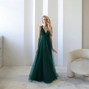 Emerald green Infinity Dress Tulle, Emerald Bridesmaid Dress, Emerald Convertible Dress, Multiway Dress, Bridesmaid Dress, Emerald Wedding