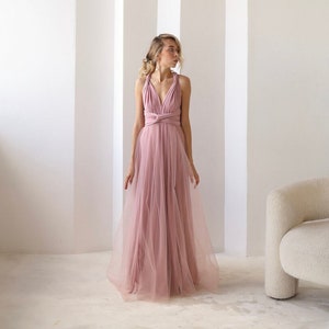 Blush Infinity Dress Tulle, Blush Bridesmaid Dress, Blush Convertible Dress, Multiway Dress, Bridesmaid Dress, Blush Wedding