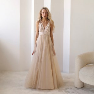 Beige Infinity Dress Tulle, Beige Bridesmaid Dress, Beige Convertible Dress, Multiway Dress, Bridesmaid Dress, Beige Wedding image 1