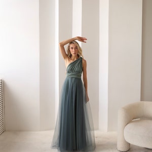 Sage green Infinity Dress Tulle, Sage green Bridesmaid Dress, Convertible Dress, Multiway Dress, Bridesmaid Dress, Sage green Wedding zdjęcie 4