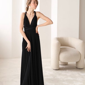 Black Infinity Dress , Black Bridesmaid Dress, Black Convertible Dress, Multiway Dress, Bridesmaid Dress, Black Wedding, Black maxi dress image 2